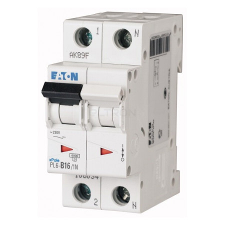 Автоматичний вимикач Eaton PL6-B16/1N 1p+N B 16А (106028) фото