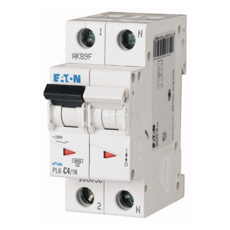 Автоматичний вимикач Eaton PL6-C4/1N 1p+N C 4А (106030) фото