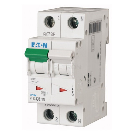Автоматичний вимикач Eaton PL6-C6/1N 1p+N C 6А (106031) фото