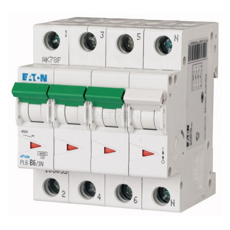 Автоматичний вимикач Eaton PL6-B6/3N 3p+N B 6А (106035) фото