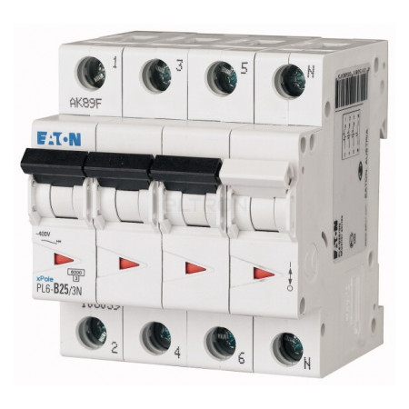 Автоматичний вимикач Eaton PL6-B25/3N 3p+N B 25А (106039) фото