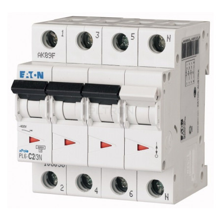 Автоматичний вимикач Eaton PL6-C2/3N 3p+N C 2А (106905) фото