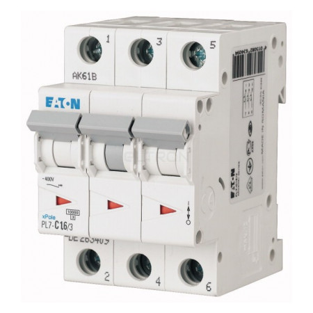 Автоматичний вимикач Eaton PL7-C1,6/3 3p C 1,6А (165125) фото
