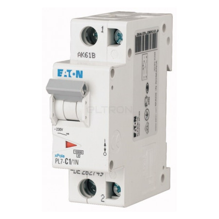 Автоматичний вимикач Eaton PL7-C1/1N 1p+N C 1А (165230) фото