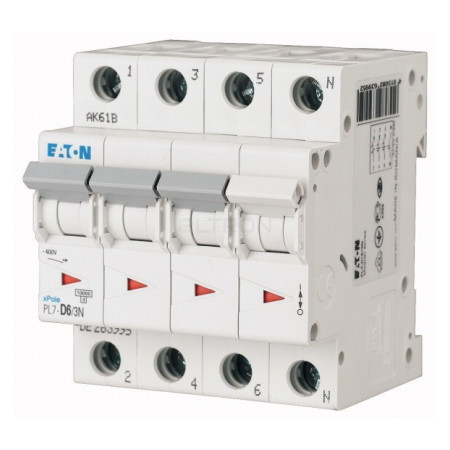 Автоматичний вимикач Eaton PL7-D6/3N 3p+N D 6А (264002) фото