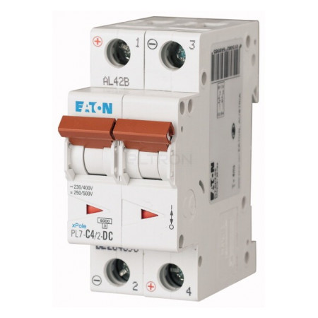 Автоматичний вимикач Eaton PL7-C4/2-DC 2p C 4А (264898) фото