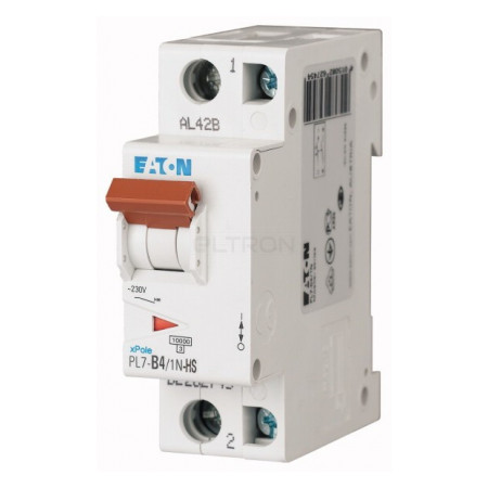 Автоматичний вимикач Eaton PL7-B4/1N-HS 1p+N B 4А (264909) фото