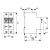 Автоматичний вимикач Eaton PL7-C10/2 2p C 10А зображення 2 (габаритні розміри)
