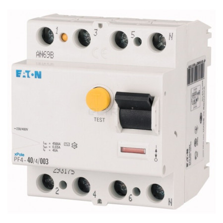 Пристрій захисного відключення (ПЗВ) Eaton PF4-63/4/03 4p 63А 300мА тип AC (293178) фото