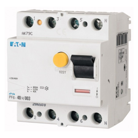 Пристрій захисного відключення (ПЗВ) Eaton PF6-63/4/05 4p 63А 500мА тип AC (286515) фото