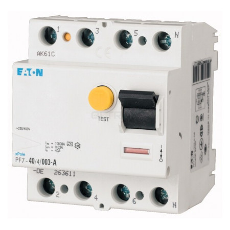 Пристрій захисного відключення (ПЗВ) Eaton PF7-80/4/003-A 4p 80А 30мА тип A (263617) фото