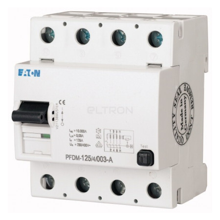 Пристрій захисного відключення (ПЗВ) Eaton PFDM-125/4/05 4p 125А 500мА тип AC (235919) фото