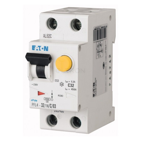 Дифференциальный автоматический выключатель Eaton PFL4-32/1N/B/003 2p B 32А 30мА тип AC (293294) фото