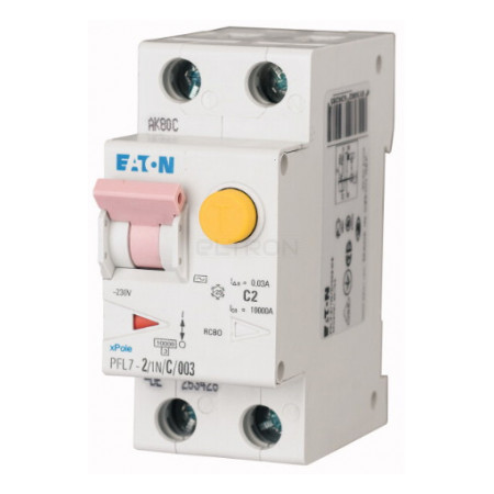 Диференційний автоматичний вимикач Eaton PFL7-2/1N//C/03 2p C 2А 300мА тип AC (165632) фото