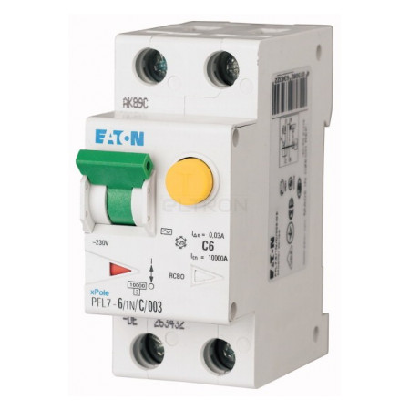 Дифференциальный автоматический выключатель Eaton PFL7-6/1N/B/003 2p B 6А 30мА тип AC (263430) фото