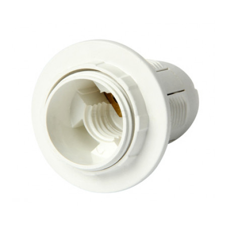 Патрон E.NEXT e.lamp socket with nut.E27.pl.white пластиковий Е27 з гайкою білий (s9100016) фото