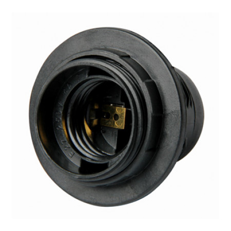 Патрон E.NEXT e.lamp socket with nut.E27.pl.black пластиковий Е27 з гайкою чорний (s9100007) фото