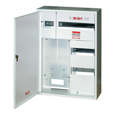 Шкаф распределительный KARWASZ e.mbox.RU-36-P-Z металлический навесной под 3-фазный счетчик 36 модулей с замком фото