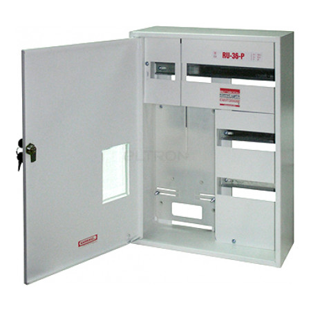 Шкаф распределительный KARWASZ e.mbox.RU-36-P-Z/O металлический навесной под 3-фазный счетчик 36 модулей с замком с окном фото