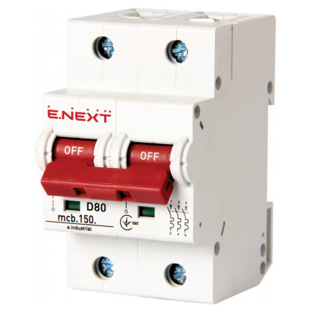 Модульний автоматичний вимикач E.NEXT e.industrial.mcb.150.2.D80 2p 80А D 15кА (i0630006) фото