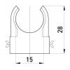 S-подібна кліпса E.NEXT e.pipe.s.clip.stand.16 для труб d16мм зображення 2 (габаритні розміри)
