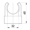 U-подібна кліпса E.NEXT e.pipe.u.clip.stand.32 для труб d32мм зображення 2 (габаритні розміри)