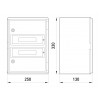 Шкаф ударопрочный из АБС-пластика E.NEXT e.plbox.250.330.130.18m.tr 250x330x130мм IP65 с прозрачной дверцей и панелью под 18 модулей изображение 2 (габаритные размеры)