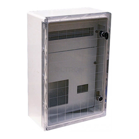 Шкаф ударопрочный из АБС-пластика E.NEXT e.plbox.400.500.175.3f.6m.tr 400x500x185мм IP65 с прозрачной дверцей с панелью под 3-фазный счетчик и 6 модулей (CP5213) фото