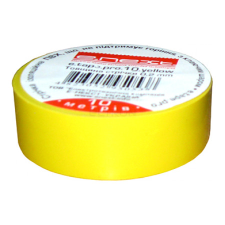 Ізострічка E.NEXT e.tape.pro.10.yellow із самозагасаючого ПВХ жовта (10 м) (p0450002) фото