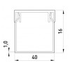 Короб пластиковий E.NEXT e.trunking.stand.40.16 40×16 мм (2 м) зображення 2 (габаритні розміри)