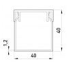 Короб пластиковый E.NEXT e.trunking.stand.40.40 40×40 мм (2 м) изображение 2 (габаритные размеры)