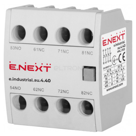 Додатковий контакт E.NEXT e.industrial.au.4.40 4НВ (i0140003) фото