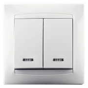 Выключатель Erste Electric Prestige двухклавишный с подсветкой белый мини-фото