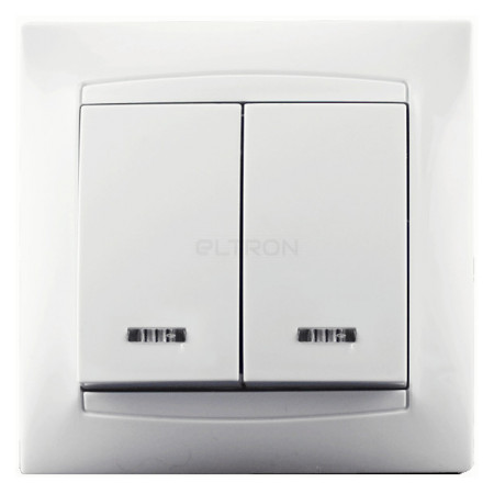Выключатель Erste Electric Prestige двухклавишный с подсветкой белый (9206-02N,W) фото