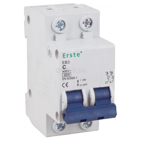 Автоматичний вимикач Erste Electric EB3 2P 10А тип C 4,5кА (EB3-2P10C) фото