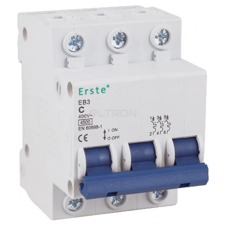 Автоматический выключатель Erste Electric EB3 3P 16А тип C 4,5кА (EB3-3P16C) фото