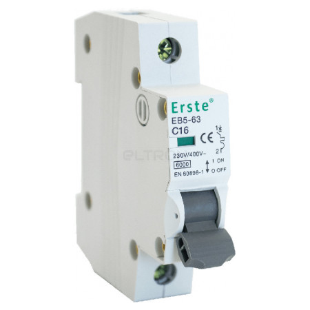 Автоматичний вимикач Erste Electric EB5-63 1P 16А тип C 6кА (EB5-63 1P 16A) фото