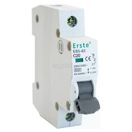 Автоматичний вимикач Erste Electric EB5-63 1P 20А тип C 6кА (EB5-63 1P 20A) фото