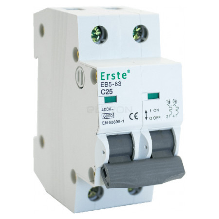 Автоматичний вимикач Erste Electric EB5-63 2P 25А тип C 6кА (EB5-63 2P 25A) фото