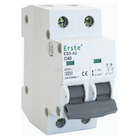 Автоматичний вимикач Erste Electric EB5-63 2P 40А тип C 6кА (EB5-63 2P 40A) фото