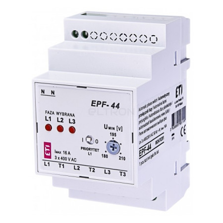 Реле автоматичного вибору фаз ETI EPF-44 230/400V (180-210V AC) (2470281) фото