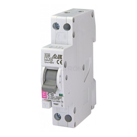 Диференційний автомат ETI KZS-1M (6кА, нижнє підключення) C 13А/10мА тип A (2175423) фото