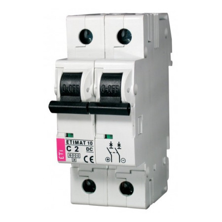Автоматичний вимикач ETI ETIMAT 10 DC (6кА) 2p C 2А (2138708) фото