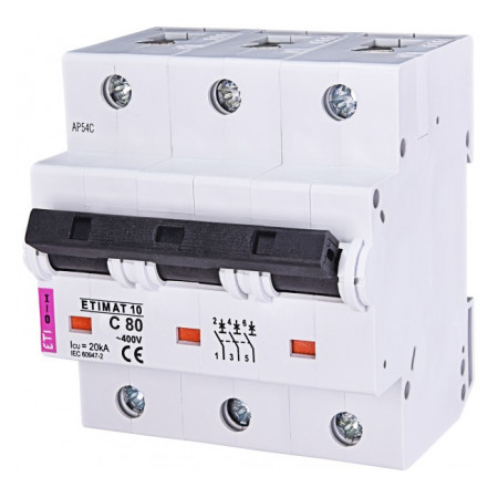 Автоматичний вимикач ETI ETIMAT 10 (20кА) 3p C 80А (2135731) фото