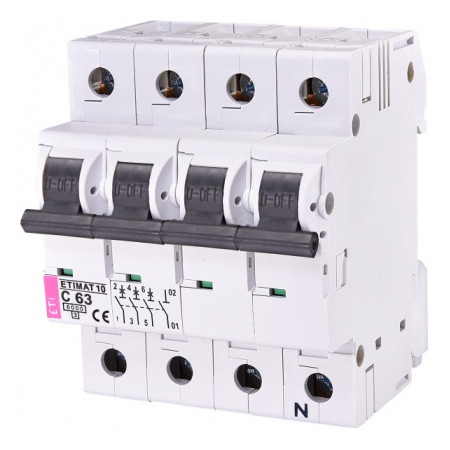 Автоматичний вимикач ETI ETIMAT 10 (6кА) 3p+N C 63А (2136722) фото
