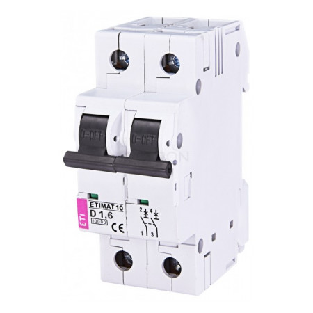 Автоматичний вимикач ETI ETIMAT 10 (10кА) 2p D 1,6А (2153707) фото