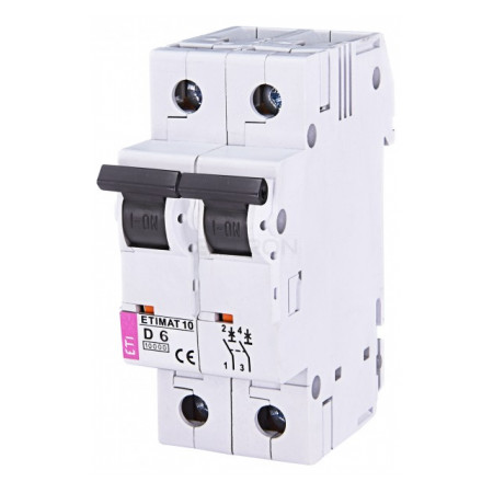 Автоматичний вимикач ETI ETIMAT 10 (10кА) 2p D 6А (2153712) фото
