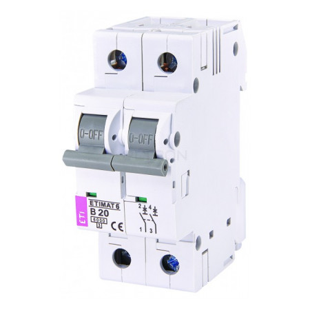 Автоматичний вимикач ETI ETIMAT 6 (6кА) 2p B 20А (2113517) фото