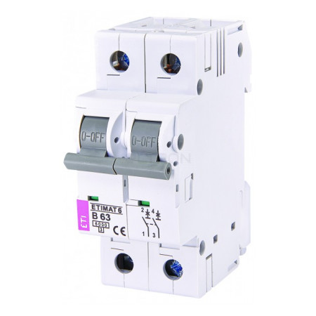 Автоматичний вимикач ETI ETIMAT 6 (6кА) 2p B 63А (2113522) фото