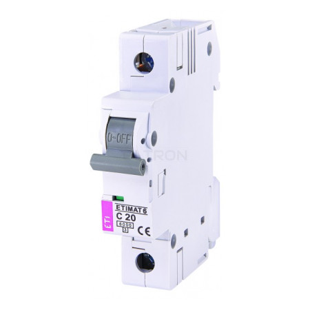Автоматичний вимикач ETI ETIMAT 6 (6кА) 1p C 20А (2141517) фото